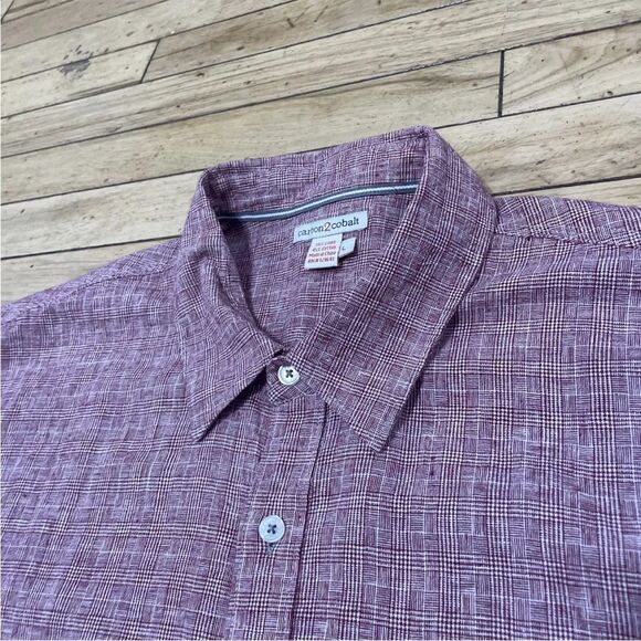 Carbon 2 Cobalt Linen Shirt Men L Light Red Pocket Button Up Casual Summer Large - Picture 9 of 16